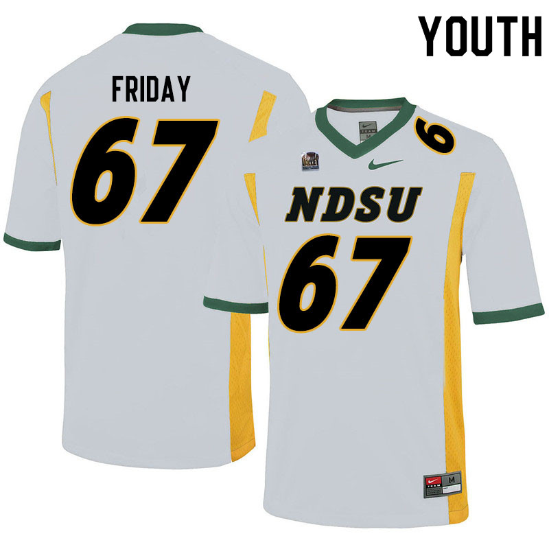 Youth #67 Bryce Friday North Dakota State Bison College Football Jerseys Sale-White - Click Image to Close